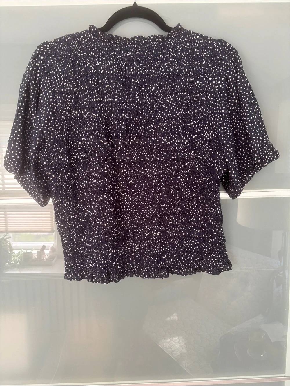 J. Crew Navy Blue Polka Dot Short Sleeve Blouse NWT